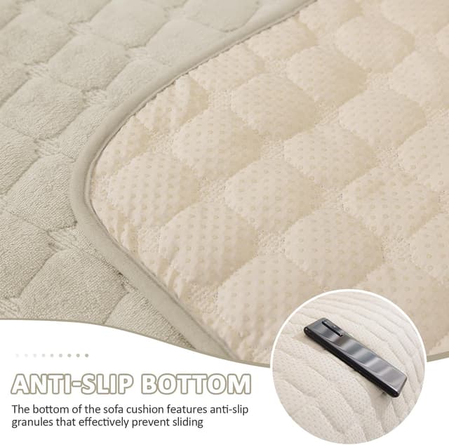 Detalle de Ystyle Copridivano in pile morbido beige antiscivolo (90x240 cm) per divani e chaise longue