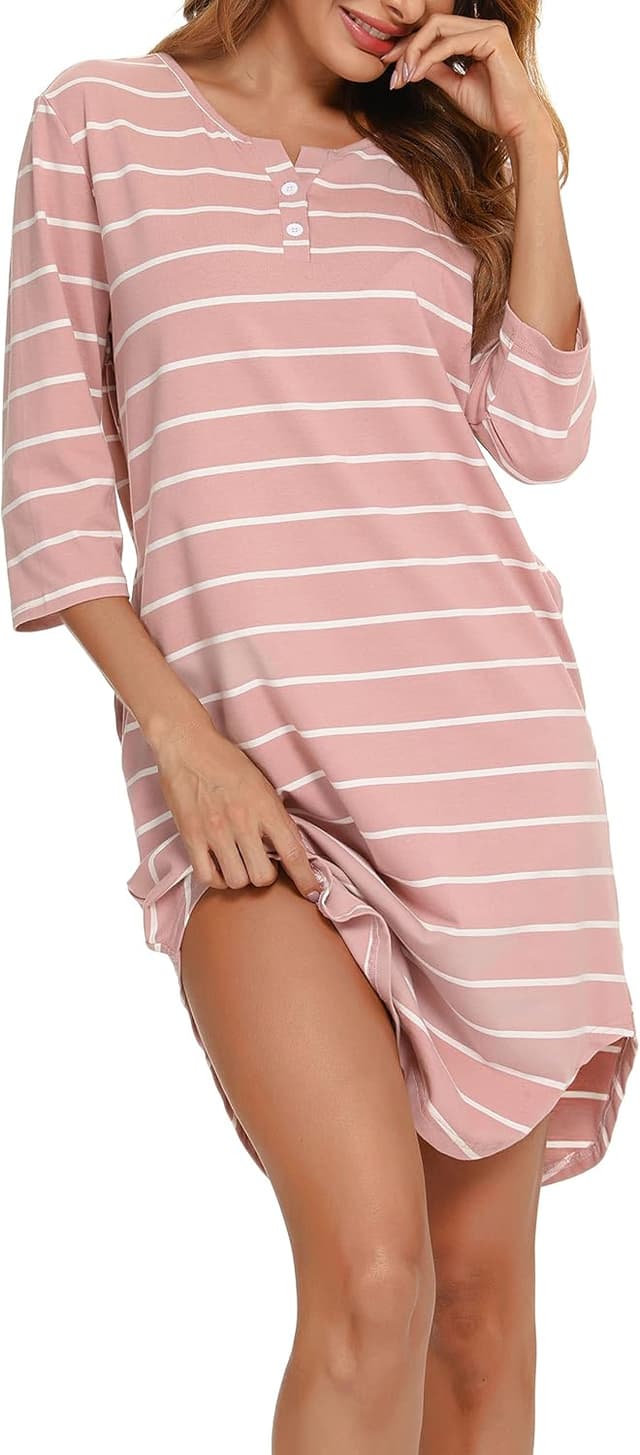 Detalle 2 de Vlazom Damen Nachthemd mit 3/4-Ärmeln