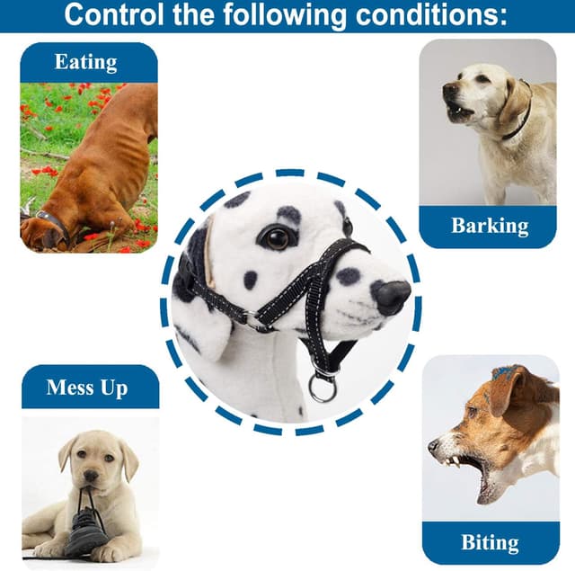 Detalle 2 de ILEPARK Dog Head Collar with Reflective Strap (Adjustable head halter) – Black, size M