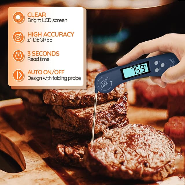 Detalle 2 de DOQAUS Meat Thermometer – 3s instant read with backlit LCD, foldable probe and ±1°C accuracy