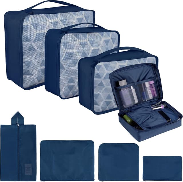 Detalle de Coolzon Organizer valigie Viaggio Set 8 pezzi – cubi per imballaggio in blu navy