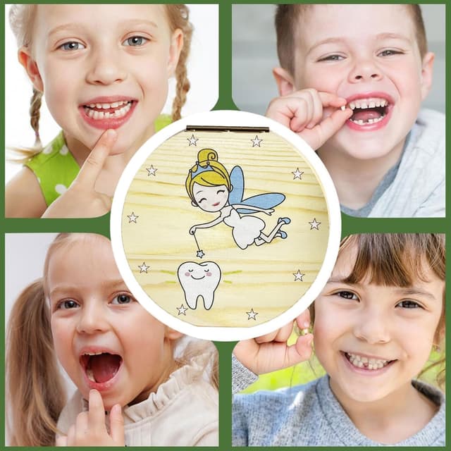 Detalle de Shengruili Zahnbox aus Holz für Milchzähne – Aufbewahrungsbox für Baby-Zähne mit Verschluss