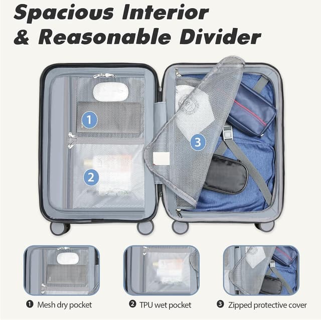 Detalle 2 de VANKEAN 20 inch Rolling Laptop Bag with Wheels (Trolley Bag) – Lake Blue