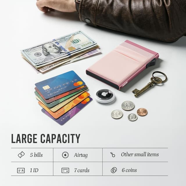 Detalle 2 de YESIIW Minimalistische Slim-Wallet 10 x 8 cm