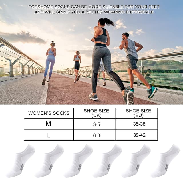 Detalle de Toes Home 6 Pairs Invisible Ankle Trainer Socks for Women (3–5 / 6–8)