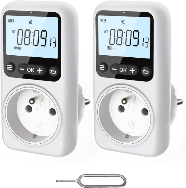Detalle 2 de Programmateur de prise électrique digital Voniobuy – écran LCD rétroéclairé et 18 programmes à la seconde