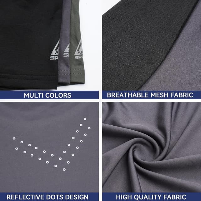 Detalle de AMZSPORT Maglietta a compressione da uomo a maniche corte Cool Dry, per allenamento e corsa