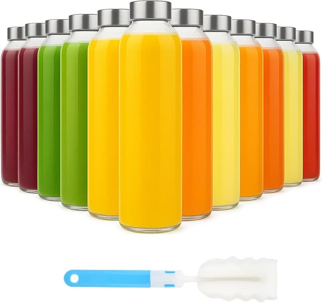 Imagen de Sursip 18 oz Glass Juice Bottles 12 Pack en OfertitasTOP