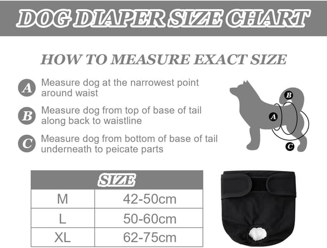 Detalle de Aomig pannolini lavabili per cani femmina riutilizzabili (3 pezzi), mutande mestruali altamente assorbenti taglia M