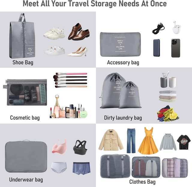 Thumbnail 5 de Packing Cubes 10-piece travel organiser for suitcases