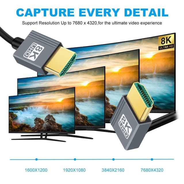 Detalle 2 de HDMI 2.1 Spiralkabel 1,0 m mit 90°