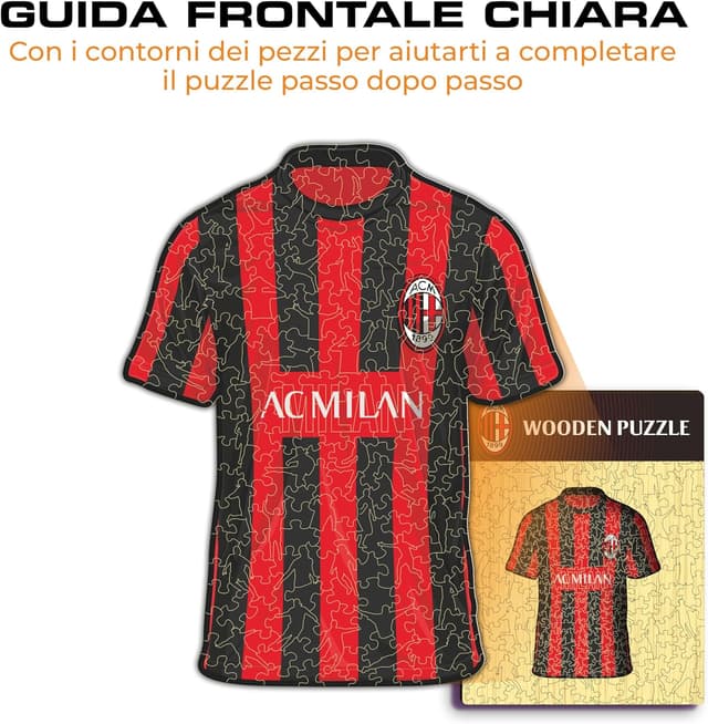 Thumbnail 6 de Puzzle in legno Iconic Puzzles Milan Jersey, prodotto ufficiale, taglia M da 250 pezzi