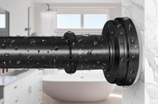 Imagen de Black Shower Curtain Rod 36-84 Inch Adjustable đ en OfertitasTOP