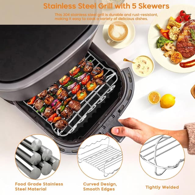 Detalle 2 de Airfryer Zubehör Set mit 19 Teilen für Heißluftfritteuse