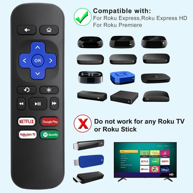 Thumbnail 1 de Universal Replacement Remote for Roku Express and Premiere