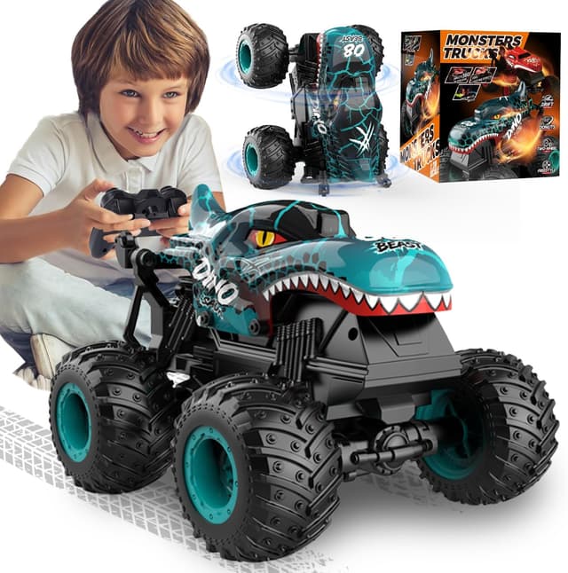 Detalle de Ferngesteuertes 2,4GHz Monstertruck Auto (1:20) mit Dinosaurier-Optik, LED-Licht & Musik – ca. 20 km/h