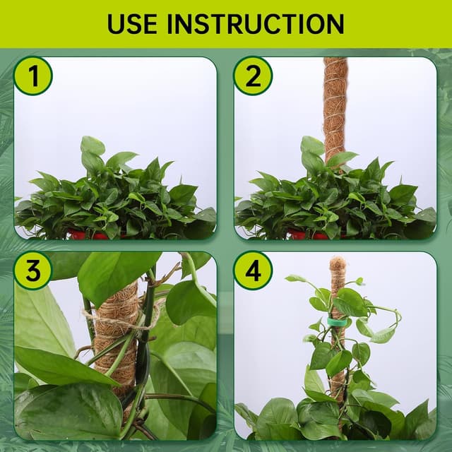 Detalle 2 de Bendable Moss Pole for Plants (Monstera) – Bendable Coco Coir Plant Support Stakes, 2 Pack (25 in/48 in)