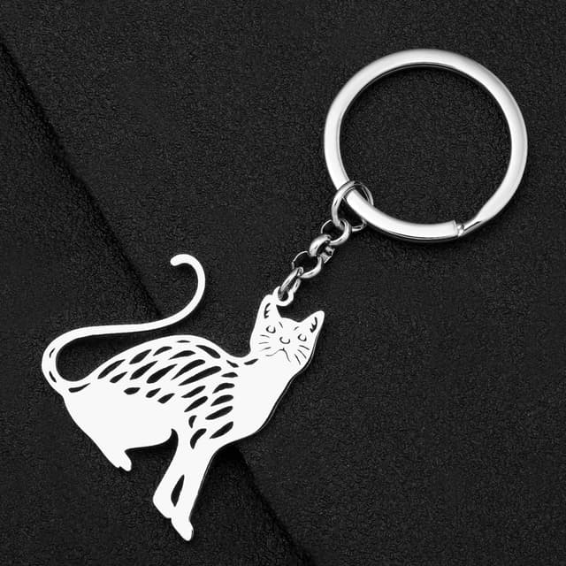 Detalle de Porte-clés chien BAMAY en acier inoxydable (breloque race, finition polie) pour clés et sacs