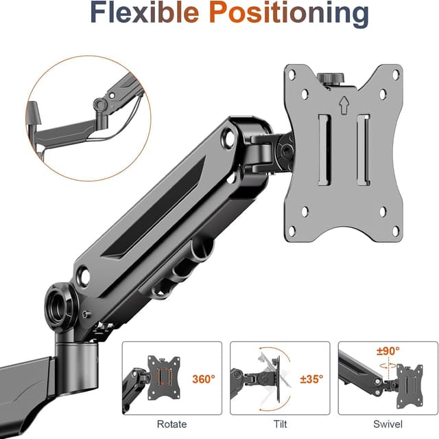 Detalle de PUTORSEN 17–42 Zoll Monitor-Wandhalterung (Gasfeder) für PC & TV bis 12 kg, VESA 75/100