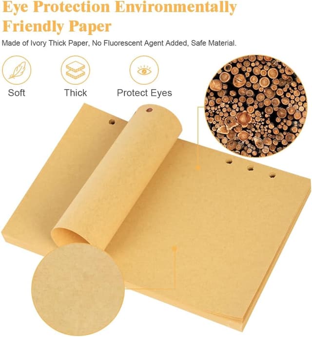 Detalle de Vicloon A5 Loose Leaf Punched Paper (6-Hole) – 140 Blank Refill Pages