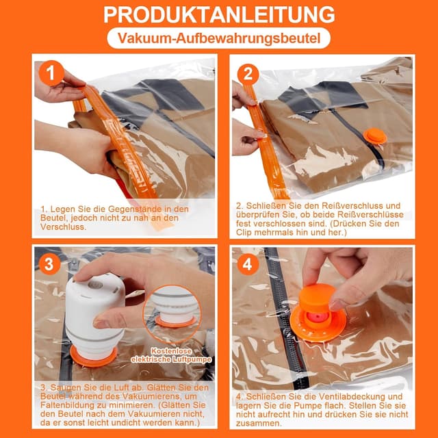 Thumbnail 6 de AGPTEK 16er-Set Vakuumbeutel für Kleidung mit elektrischer Pumpe (versch. Größen)