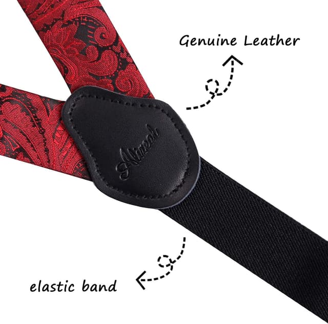 Detalle de Alizeal Boys Adjustable Floral Paisley Pre-tied Bow Tie & Y Shape 3 Clips Braces Set