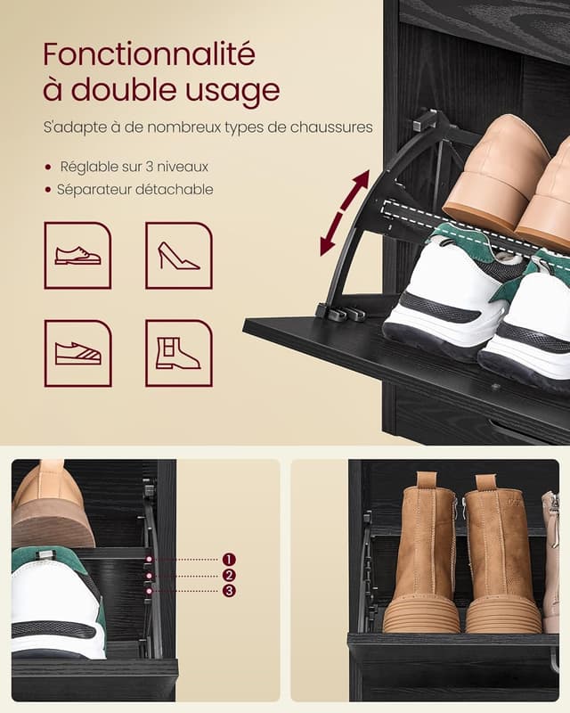 Detalle 2 de VASAGLE LBC035B01 meuble à chaussures