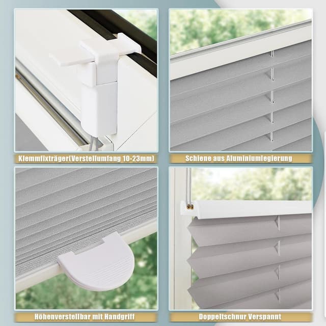 Thumbnail 3 de Plissee Klemmfix 35x100 cm Hellgrau 📐