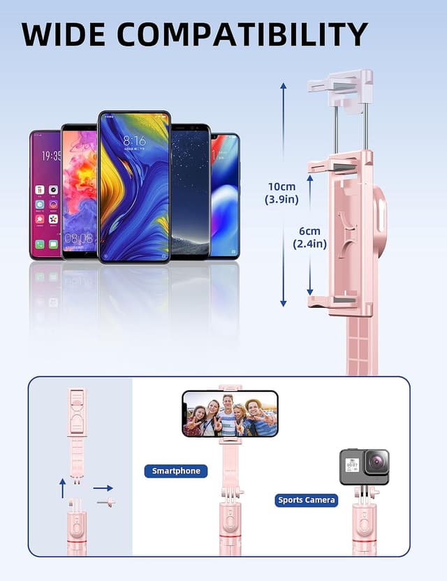 Thumbnail 6 de SelfieShow 41'' Phone for Tripod selfie stick tripod stand with wireless remote (Pink)