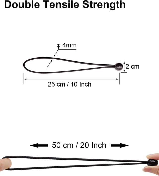 Detalle de WMZOBH Spanngummis mit Kugel 25 cm – 25 Stück für Planen, Zelte & Abdeckungen
