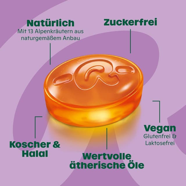 Detalle de Ricola Holunderblüten zuckerfreie Kräuter-Bonbons (10 x 50 g, vegan)