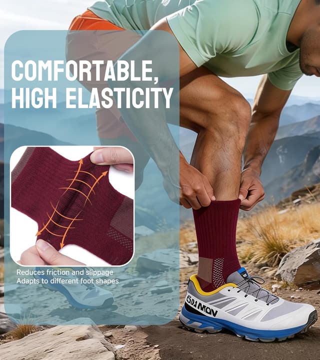 Detalle de TANSTC Merino Wool Hiking Socks for Men & Women (Thick Cushioned, Anti-Blister, Breathable) – 3 Pairs