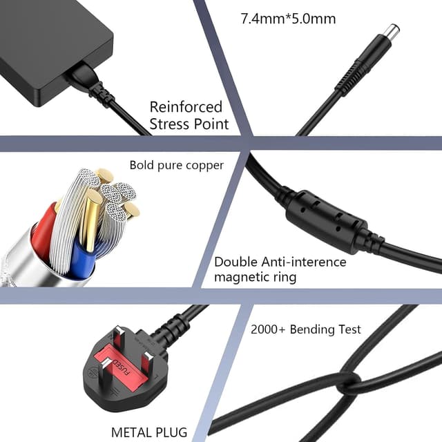 Detalle de MAXPOR Replacement 330W Laptop Charger (19.5V, 7.4mm barrel) for Dell/Alienware gaming models
