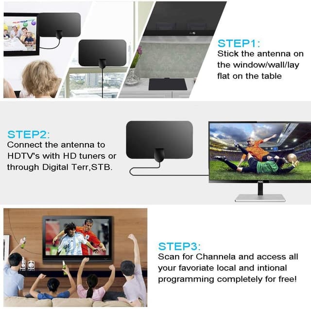 Thumbnail 2 de TV Aerial Newest 50 Miles DVB‑T2 indoor aerial