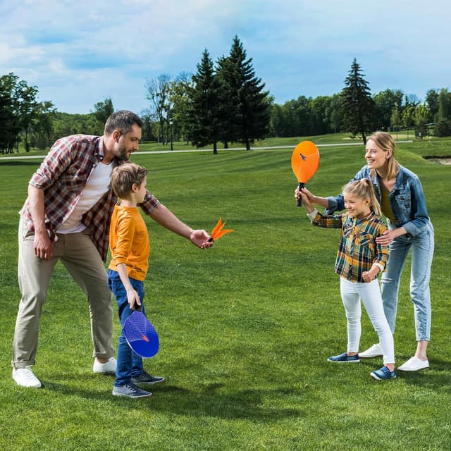 Thumbnail 6 de U&C Planet Beachball Set Paddle-Ball Spiel mit Holzschlägern – Set für Strand & Garten