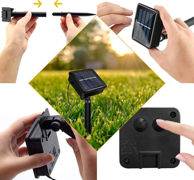 Detalle de WoskjXas Solar Fairy String Lights (12m / 39ft, 100 LEDs) with 8 lighting modes