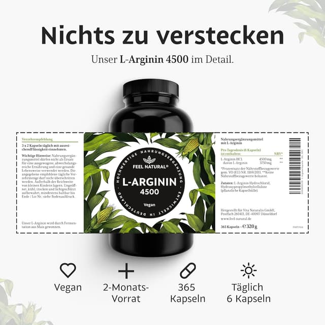 Thumbnail 5 de L-Arginin 4500 mg vegane Kapseln 💊