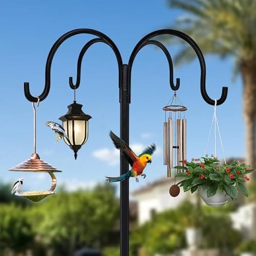Detalle 2 de QUZGVEXA adjustable bird feeder pole with multi-hook hanging station (223cm)