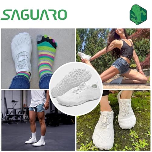 Detalle 2 de SAGUARO Barefoot minimalistas para trail running (blanco, talla 47 EU)