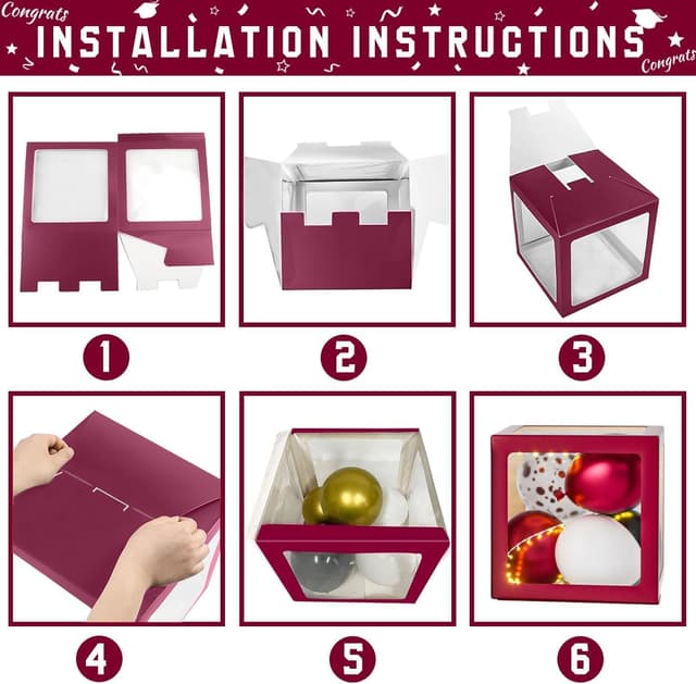 Detalle de Maroon Themed Class of 2026 Graduation Decorations Set (Balloons, Boxes, Letters & More)