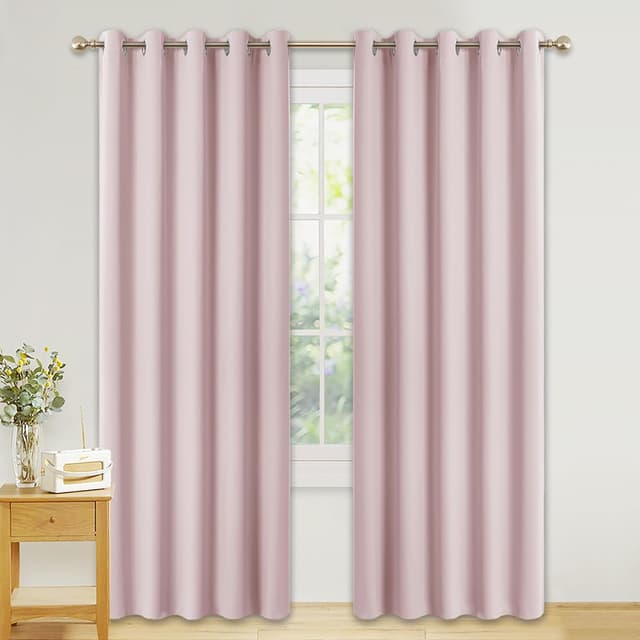 Detalle de PONY DANCE Pink Eyelet Curtains 66×84 in