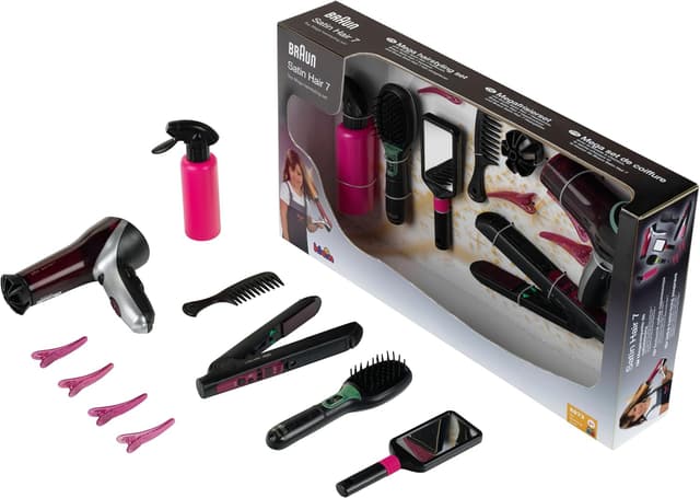 Detalle de Theo Klein Mega Set 5873 „Braun Satin Hair 7“ mit Haarglätter, Fön & Zubehör (ab 3 Jahren)