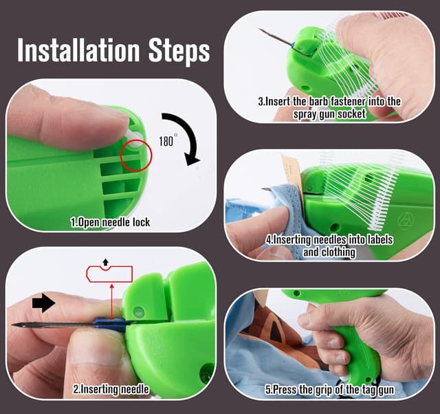 Detalle 2 de ilauke Etikettierpistole-Set für Textil (mit 5 Ersatznadeln, 2000 Heftfäden, 200 Tags)