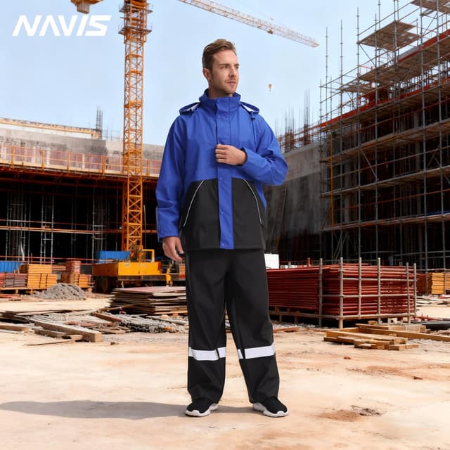 Detalle 2 de Navis Marine Men’s PRO Rain Suit Set (WS-005) – Heavy-duty waterproof jacket & bib trousers with reflective strips