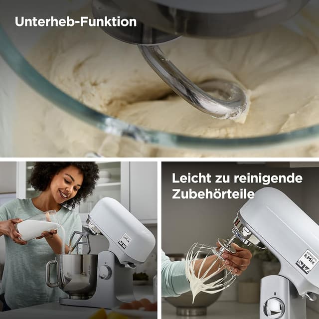 Detalle de Kenwood kMix KMX750WH Küchenmaschine mit 5-l-Edelstahl-Schüssel, 1.000-Watt und Patisserie-Set (weiß)