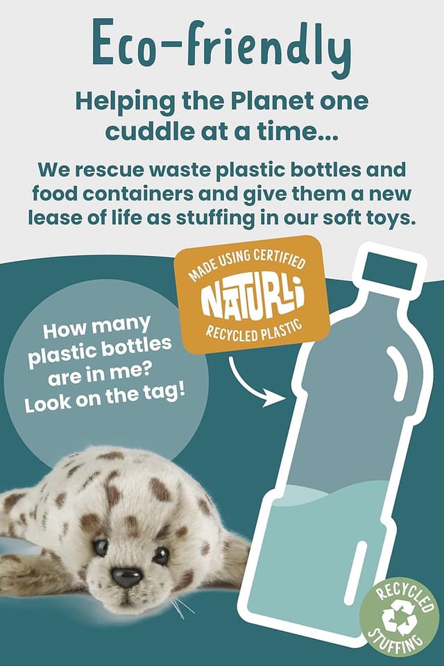 Detalle de Keycraft Living Nature – Peluche Phoque Commun bébé en peluche doux, 22 cm