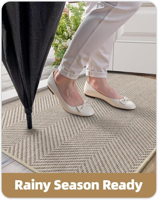 Detalle 2 de COLOR&GEOMETRY Zerbino ingresso antiscivolo e assorbente ultrasottile 81x122 cm kaki