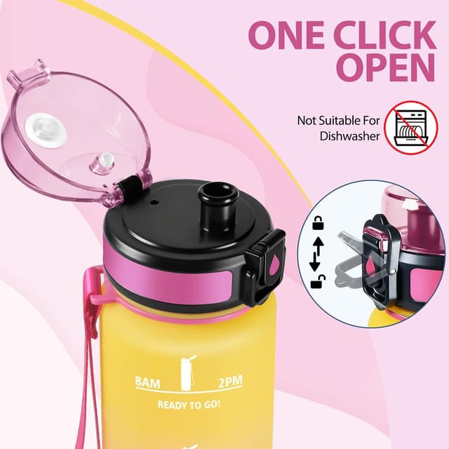 Detalle 1 de Baramumu botella agua 1 litro a prueba de fugas Rosa Amarillo