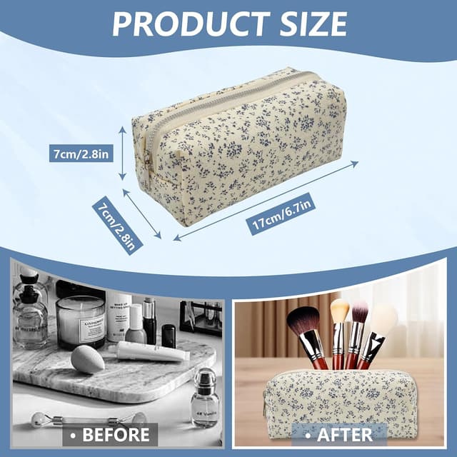 Detalle de OYIWINMI Federmäppchen mit Reißverschluss (17 x 7 x 7 cm) – Blumenmotiv für Schule, Büro & unterwegs