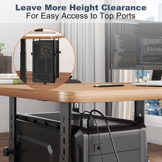 Detalle de PUTORSEN Untertisch-PC-Halterung für Computergehäuse – bis 35 kg, platzsparende Montage